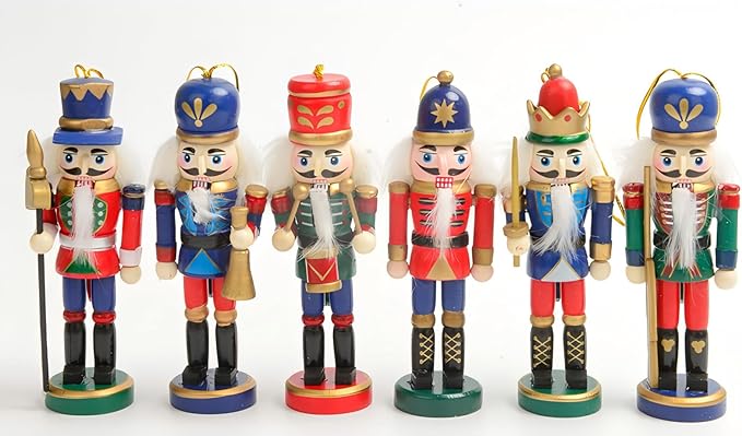 12 PCS Christmas Nutcracker Ornament Set, 5Inch Nutcracker Figures with Opening Mouths Christmas Decorations for Christmas Tree, Table Decor (4.7Inch-12PC-C)