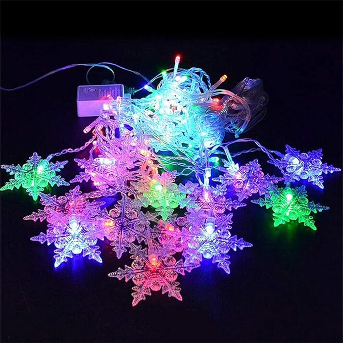LED Christmas Curtain Lights,Snowflake Lights Decorations with Remote Control,USB Powered 24 Snowflakes 120 LEDs Window String Lights with 8 Modes Decor Christmas Wedding Party Wall Home Decor