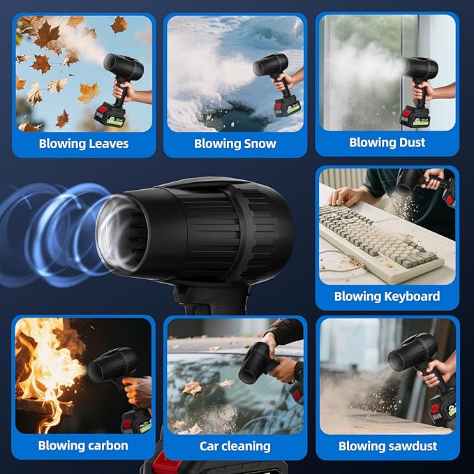 Leaf Blower Cordless - Lightweight Electric Handheld Blower with Battery and Charger, 3 Speed Mode, Blowers for Lawn Care, Patio Cleaning, Dust Cleaner (Black)