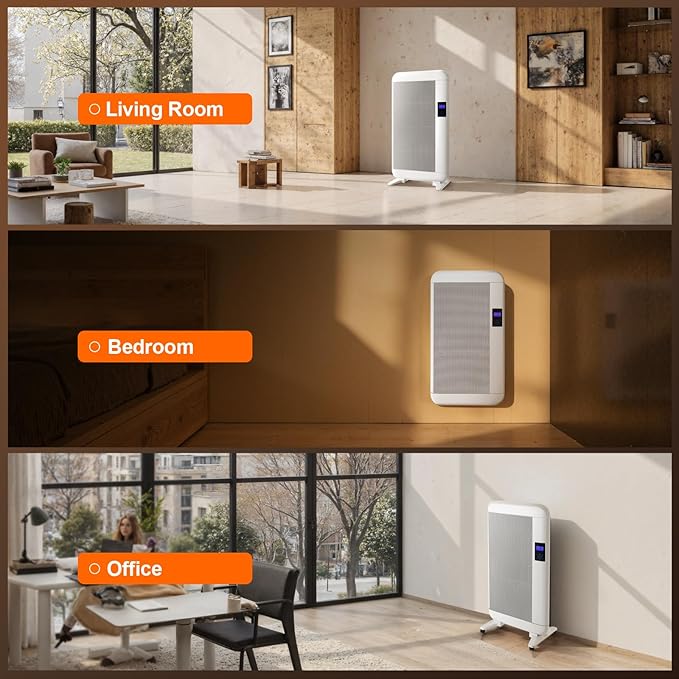 Space Heaters for Indoor Use, 1500W Waterproof Wall-mounted Electric Heaters with 24H Timer & Remote Control Portable Heater for Large Room Office Bedroom Bathroom Living Room, Safety Protection