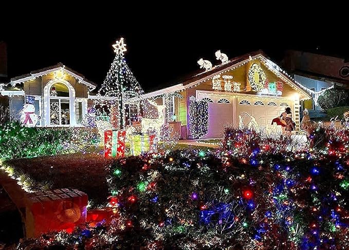 kemooie 300 LED Christmas Lights, 99FT Connective Christmas Tree Lights, Plug in 8 Lighting Modes, for Outdoor Indoor Christmas Tree Wedding Party Decoration (Multicolor)