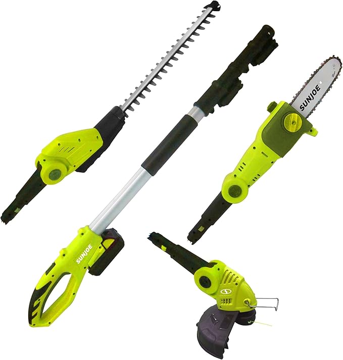 Sun Joe Cordless Lawn Care System, Grass & Hedge Trimmer Combo Power Tool Kit with 8¡± Pole Saw, Batteries & Charger - Heavy-Duty Trimming Machine Set for Lawn, Yard & Gardening Care, IONMAX GTS4002C
