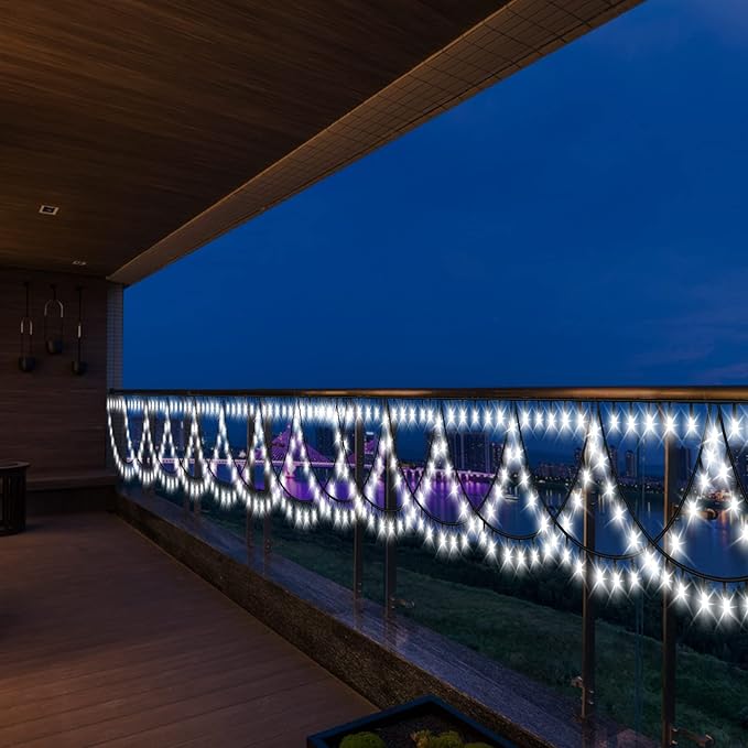 XTF2015 Christmas String Lights Outdoor Decor Color Changing 40FT 380 LED Extendable 8 Modes, Half Round Christmas Lights for Wedding Party Garden Bedroom Eaves (Cool White)