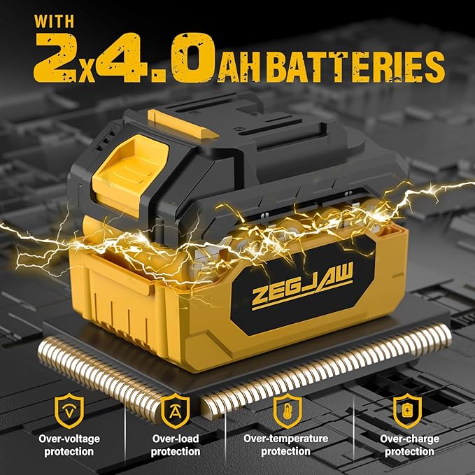 40V Weed Wacker Cordless, 8-Inch Pole Saw, Hedge Trimmer and Brush Cutter, 4-in-1 Multi Garden Tools with 2X20V 4.0Ah Batteries and Charger