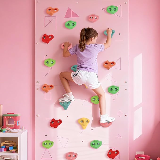 25 PCS Large Rock Climbing Holds for Kids, Extra Large Climbing Rock Wall Grips, Adult Rock Wall Holds Rock Wall Climbing Kit with Hardware for Indoor and Outdoor Climbing Wall Holds£¨Pastel Color£©