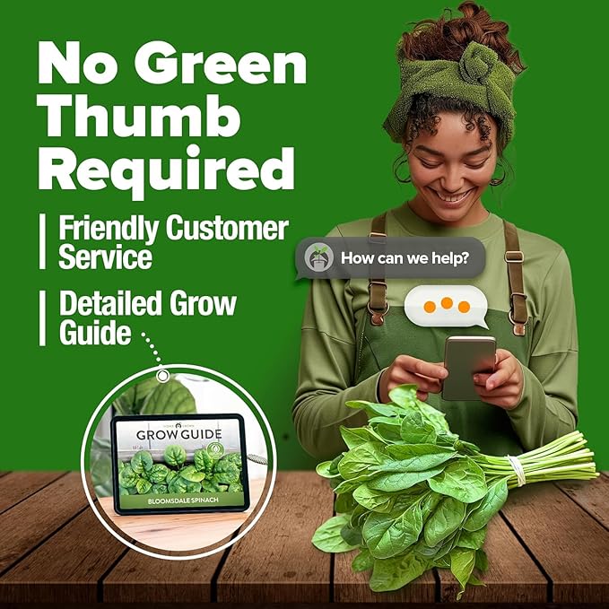 HOME GROWN π¨π¦π π£π₯ππ ππ¨π Bloomsdale Spinach Seeds Pack β 353 Heirloom π‘π’π‘-ππ π’ Seeds β High Germination Spinach for Indoor, Outdoor, Hydroponic Planting & Home Gardens (Spinacia oleracea)