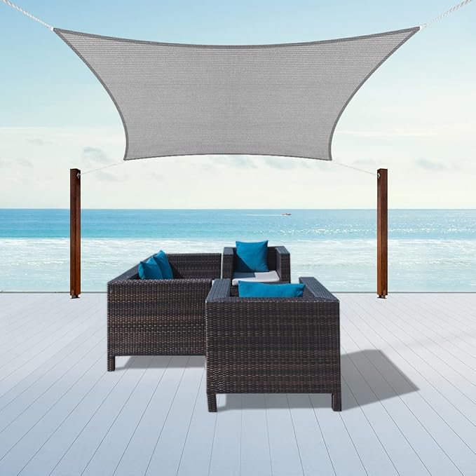 10' x 13' Sun Shade Sail Canopy Awning Permeable Fabric Pergola Cover, for Outdoor Patio Lawn Garden Backyard Carport, Gray
