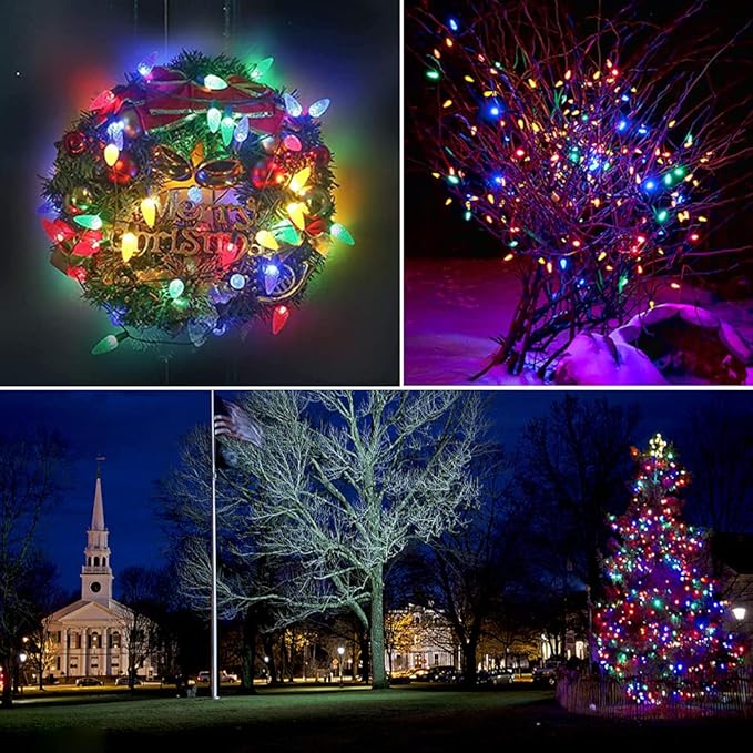 50PACK Multicolor C9 LED Christmas Lights Replacement Bulbs,Shatterproof & Waterproof Plastic C9 Led Bulbs for Outdoor String Lights, E17 Base, 0.6W Equivalent to 7W, 50LM Holiday Decoration