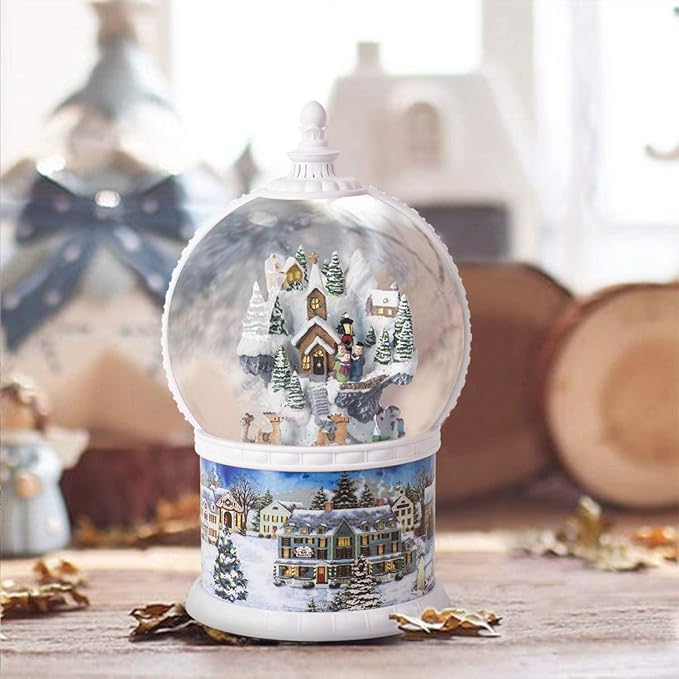 10.2 Inch High Large Size Christmas Snow Globes,Large Size Glitter Globe,6H Timer Musical Box with 8 Christmas Songs