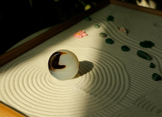 Zen Garden Tools Kit Accessories - Japanese Zen Garden Decor Zen Rake Set Mini Bamboo Rock Sand Garden Rakes Japan Zen Gift w/Healing Stone Bonsai Tree Home Office Yoga Meditation Room Zen Decor