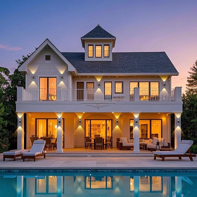 Dusk to Dawn Wall Light 1 Pack, Modern Outdoor Wall Lights with LED Bulbs, Cylinder Black Porch Light Fixture Wall Mount, Up and Down Lighting Outdoor Wall Sconce for House Porch Door