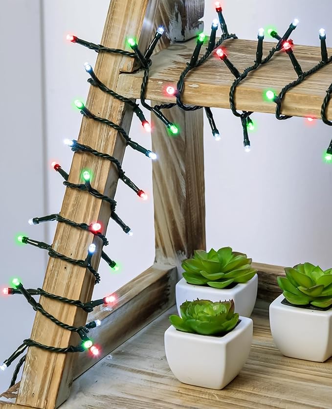 40FT 120 LED Christmas Lights Outdoor, Red White Green Christmas String Lights with Waterproof, 8 Modes & Timer, Connectable Christmas Tree Lights for Indoor Bedroom Xmas Holiday Decor