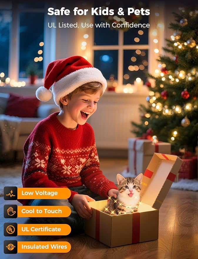 Brightever LED Christmas Tree Lights - 900 Bulbs 295FT, Plug-in Outside Christmas Light with Remote, 8 Lighting Modes, 3 Timers, Dimmable, LED Light Decor for Xmas Tree, Car, Fence (Warm White)