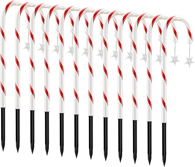 Anordsem Solar Christmas Decorations Outdoor: 21" Candy Cane Stake Lights 12 Pack - Waterproof LED 8 Colorful Lighting Models for Yard Garden Pathway Xmas Decor - 2026 New Year Gifts for Homeowners