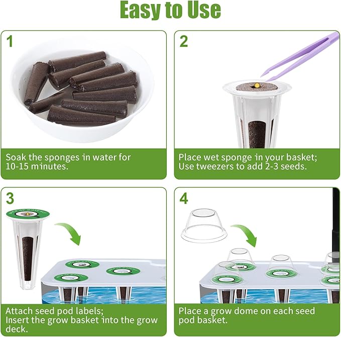 12-Pod Gourmet Herb Seed Kit Compatible with All Hydroponics, Hydroponic Growing Kit with Seeds & Grow Sponges – Indoor Garden Starter Set for Fresh Herbs & Vegetables (Lettuce)