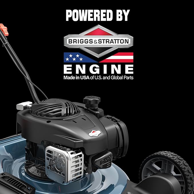 SENIX LSPG-M4 21-Inch Gas Push Lawn Mower with 125 cc 4-Cycle Briggs & Stratton Engine, Mulching and Side Discharge, 6-Position Dual Lever Height Adjustment