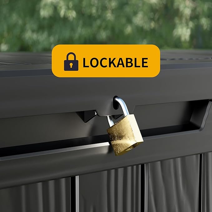 Mersco 80 Gallon Double-Wall Resin Deck Box - Lockable Waterproof Outdoor Storage Box, 515lbs Capacity & Doubles as Seating for Patio Furniture - Garden Tools, Pool Accessories (Black)