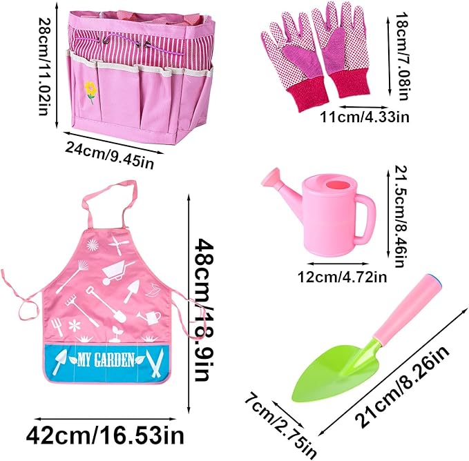 Kids Gardening Tools, 20-Piece Outdoor Garden Toy Set, Fun Child Gardening Play Kit with Watering Can, Shovel, Rake, Gloves, and Storage Bag for Boys and Girls