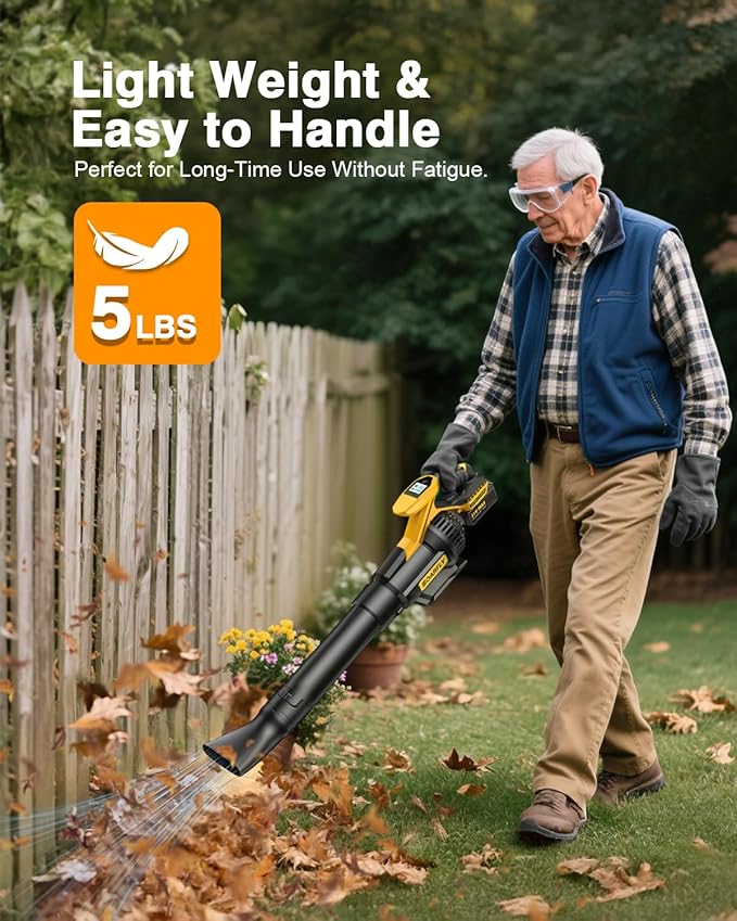 Leaf Blower Cordless, 650CFM & 3 Speed Levels,Electric Cordless Leaf Blower with LCD Display£¬Blowers for Lawn Care with 2 * 4.0Ah Battery Powered,Blowers for Lawn Care,Yard, Blowing Leaves, Dust, Snow