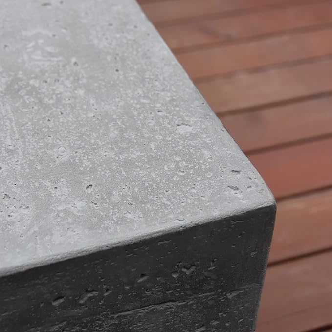 Elementi Manhattan Concrete Fire Pit 36 x 36 Outdoor Patio Firepit Includes Lava Rocks Modern Fire Pits & Outdoor Fireplaces for Garden, Deck, Indoor & Outdoor Heating