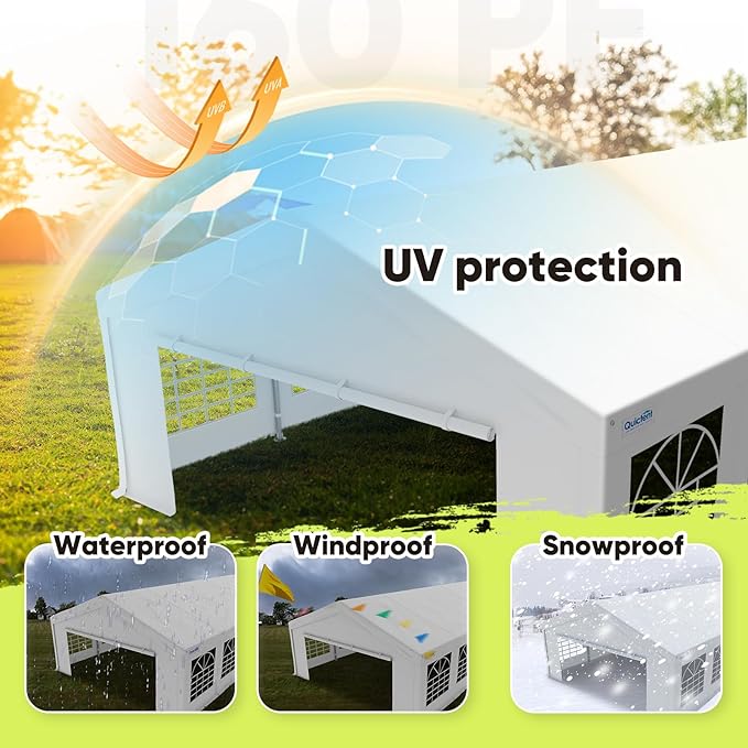 Quictent 20x30 Party Tent Heavy Duty Outdoor Canopy Tent Carport Event Shelter Wedding Tents for Parties with Storage Bags(Church)