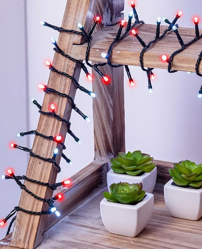 Red and White Christmas Lights Outdoor, 80FT 240 LED Christmas Tree Lights Waterproof Plug in, 8 Modes Connectable Christmas Decorations Green Wire for Indoor Bedroom Xmas Patio Party