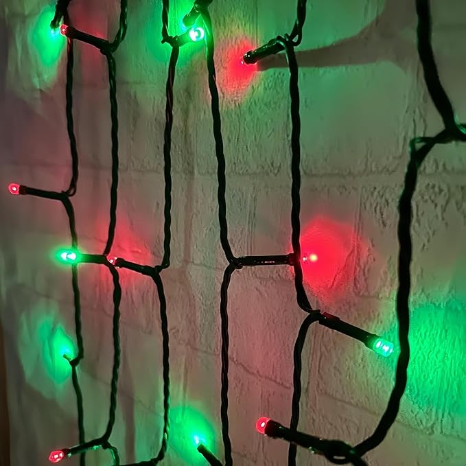 OZS 2PK 240LED Solar String Lights Outdoor Waterproof | Solar Christmas Tree Lights with 8 Lighting Modes Solar Light Outdoor for Xmas Party Garden Tree Christmas Decorations (Red&Green)