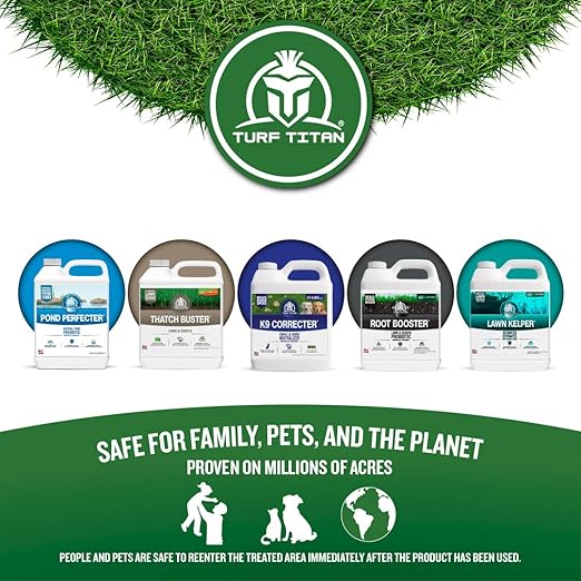 Turf Titan Thatch Buster ? Natural Lawn Aerator and Grass Dethatcher ? Probiotic Solution for Improved Lawn Drainage, Soil Health, and Strength (32oz)