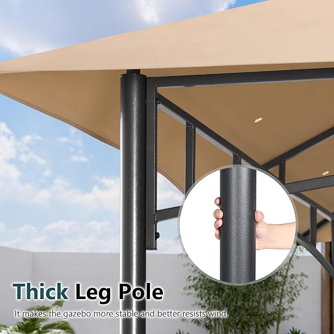 MASTERCANOPY Outdoor Garden Gazebo for Patios with Stable Steel Frame and Netting Walls (9x9,Beige)