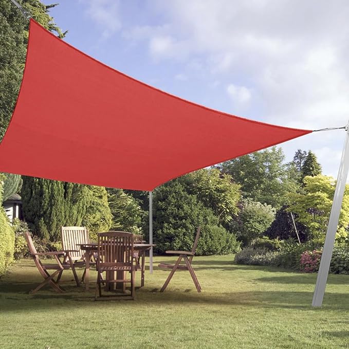 E&K Sunrise 6' x 17' Waterproof Sun Shade Sail Outdoor Rectangle Canopy Shade Cover UV Block for Pergola Patio Backyard Garden Deck (Red)