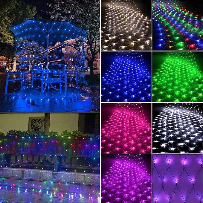 OYCBUZO 300LED Net Lights,14.8ftx5ft 8 Modes Connectable Christmas Mesh Lights, Indoor and Outdoor Fairy String Lights Plug in for Halloween Thanksgiving Bushes Xmas Tree Holiday Party Garden - Blue