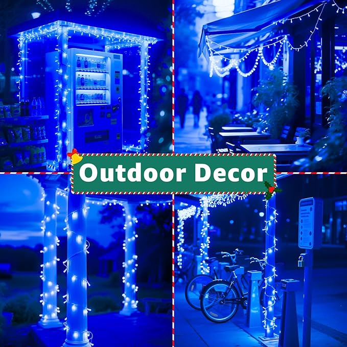 Christmas Lights Outdoor Waterproof, 196 FT 600 LED String Lights with Remote,8 Modes Christmas String Lights Plug in Twinkle Fairy Light for Party Holiday Decor (Blue)