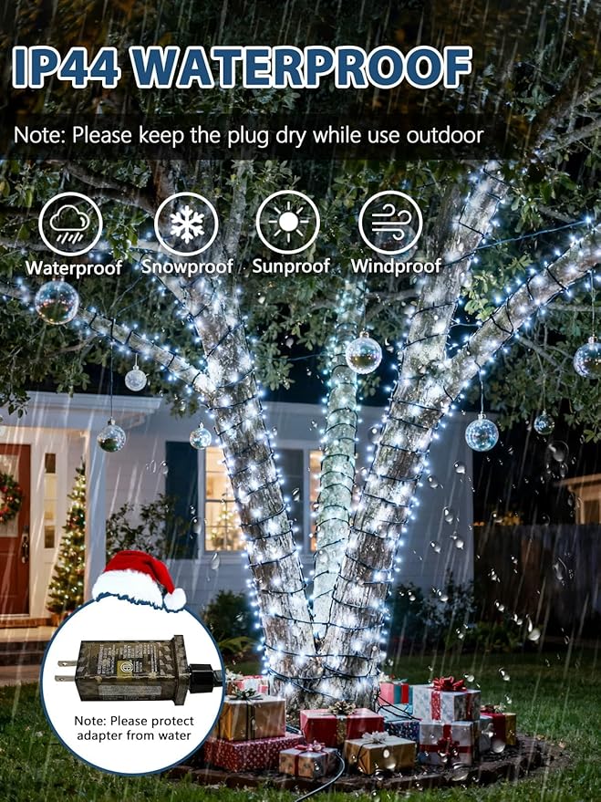 Voice Controlled Christmas Lights with Remote, 165 FT 500 LED String Lights Indoor Outdoor with 12 Modes 3 Timers, Dimmable Twinkle Light Plug in Waterproof for Xmas Tree Party Decor, Cool White