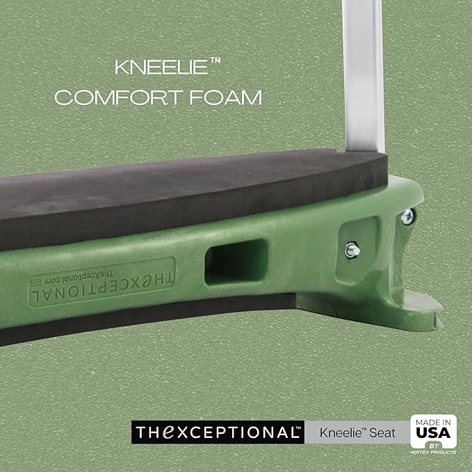 TheXceptional Kneelie with Tush Pad | Kneeling Bench for Gardening | Ergonomic Garden Stool Kneeler with Handles | Garden Kneelers for Gardeners | Made in USA by Vertex Products | Model EX152