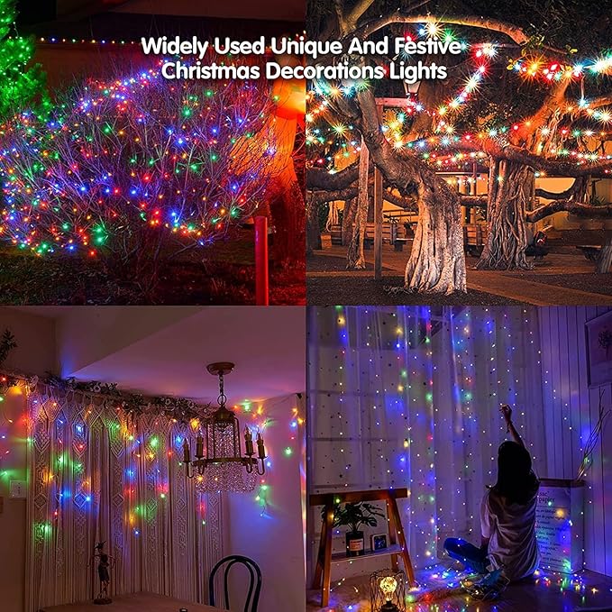 Led Christmas Lights Outdoor Christmas Decorations Hanging Light 400LED 8 Modes 75 Drops, Waterproof Outdoor Indoor Fairy Christmas Lights for Party, Holiday, Wedding, Eaves Decorations (Multicolor)