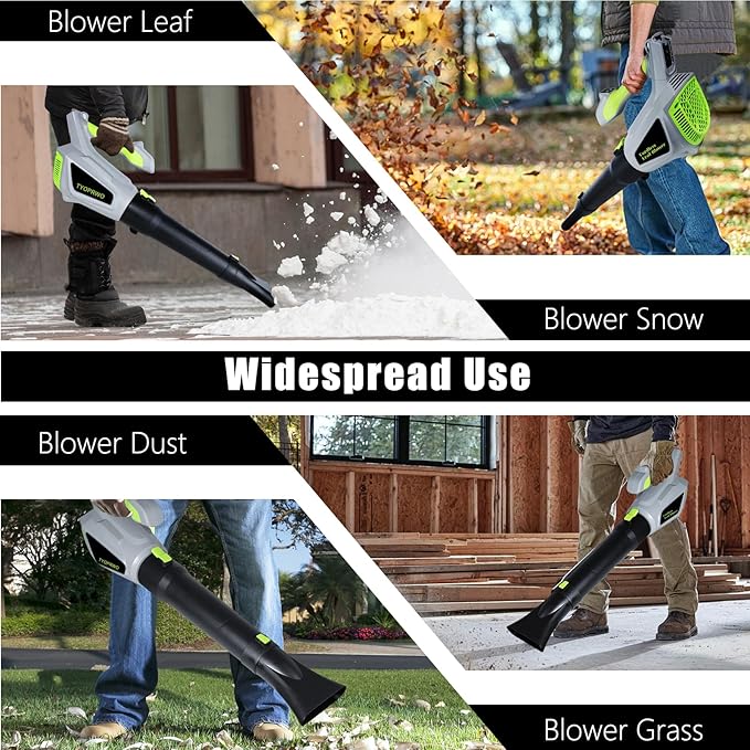 Leaf Blower Cordless with 21V 2 * 3.0Ah Batteries & Charge, 750CFM/280MPH 3-Speed Powerful Electric Leaf Blower, Lightweight and Shoulder Strap for Lawn, Patio, Yard, Blower Leaves, Dust & Snow