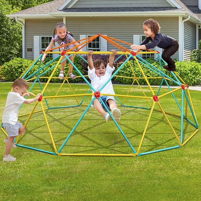 10FT Climbing Dome, Outdoor Jungle Gym for Kids- Supports 1000LBS-Anti-Rust Metal Outdoor Play Structure ASTM Approved, Easy Assembly