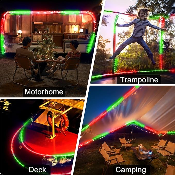 Christmas Rope Lights Outdoor, 33Ft 400 LED Red and Green String Lights, Waterproof Tube Light Plug in 8 Modes Timer Memory, Permanent Christmas Lights for Tree Fence Yard House Decorations