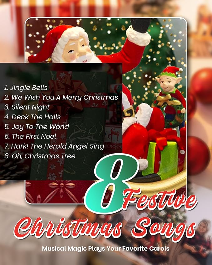 Christmas Santa Snow Globe Light up Lantern with 8 Songs, 9.17" Red Christmas Snow Globes for Kids Adults, 6H Timer & Dual Power, Snowglobes Christmas Decorations Indoor, Gifts for Women Men