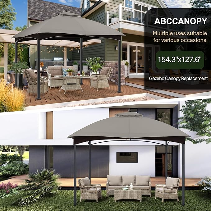 ABCCANOPY Gazebo Replacement Canopy Top for Lowe's Allen Roth #GF-12S004B-1, Gray