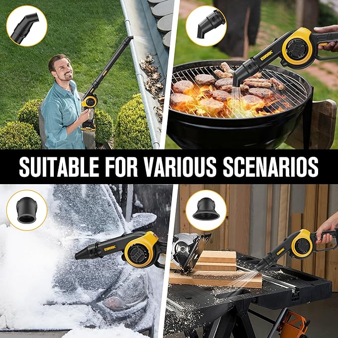 EWORK Small Leaf Blower Cordless 20V 130CFM/200MPH Lightweight Electric Leaf Blower with Battery and Fast Charger, Mini Battery Powered Compact Leaf Blowers for Lawn Care, Leaves, Jobsite