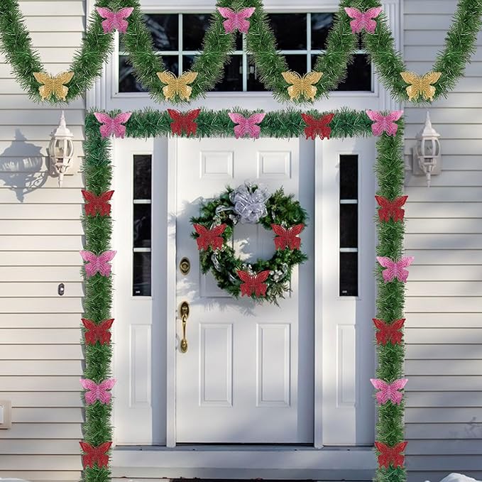 3 Pcs 50 Foot Christmas Garland for Indoor and Outdoor Decor -Thick & Fluffy Artificial Greenery Soft Garland for Fireplace, Staircase, Holiday & Wedding Decoration