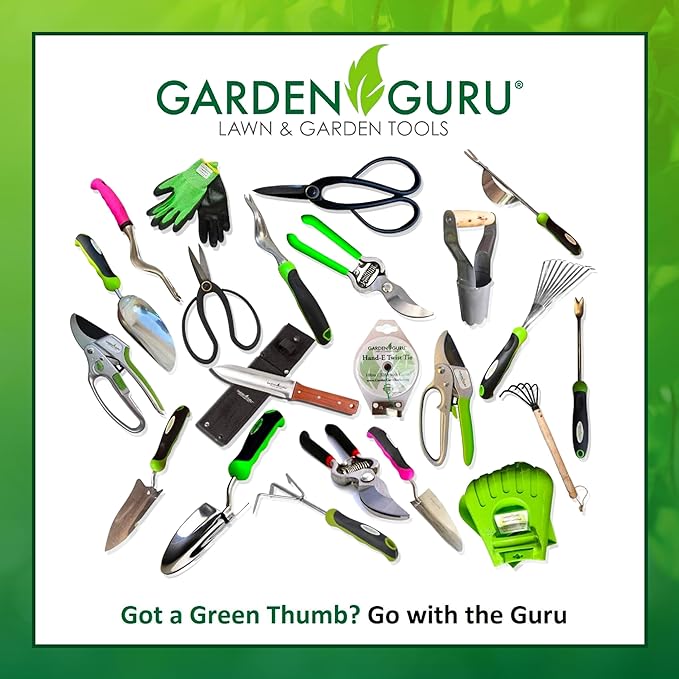 Garden Guru Garden Tool Set 6pc Hand Trowel Transplanter Weeder Fork Rake Cultivator ? Heavy Duty Stainless Steel - Ergonomic Comfort Grip Handle ? Perfect Gardening Tool Kit Gifts for Women and Men