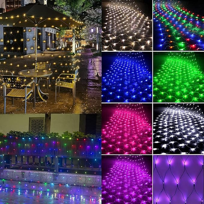 300LED Net Lights, 14.8ft x 5ft 8 Modes Connectable Christmas Outdoor String Mesh Lights, Waterproof Decorative Fairy Light Plug in for Xmas Tree Bushes Holiday Garden Wedding Party - Warm White