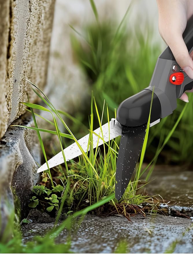 Grass Shears, 340¡Æ Swivel Stainless Steel Blades, Sharp Handheld Gardening Clippers Plant Tools Cutting Scissors, Multi-Purpose Lawn Edging Trimmer Shears for Garden Grass