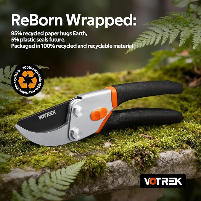 Bypass Pruning Shears for Gardening, 8.5" Professional Hand Pruners, Garden Clippers Heavy Duty Pruning Scissors for Trimming Plant Flower Branch, 【SK5 Steel Blade】【Ergonomic】【Built-in Spring】