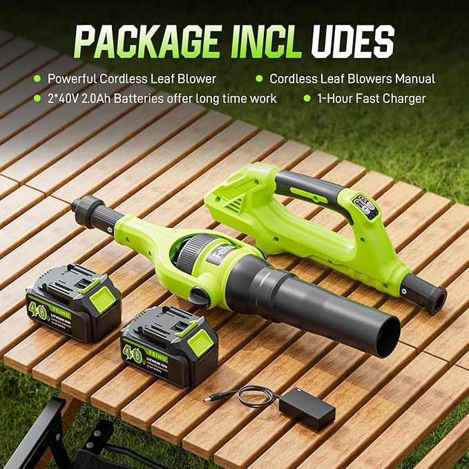 Leaf Blower Cordless,40V Leaf Blowers Brushless 300¡Æ Rotatable Blower Tube 580 CFM 180 MPH and 2 Speed Electric Powered Leaf Blower for Women,Elder,Lightweight for Garden Yard Patio