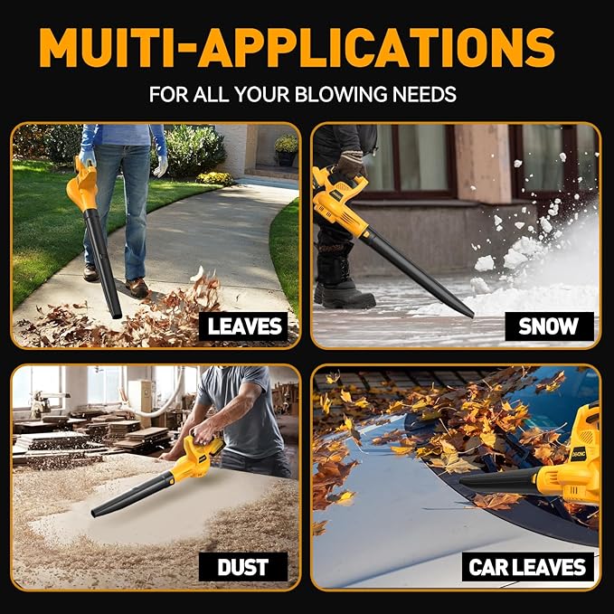DEVONIC Leaf Blower Cordless, 21V Electric Cordless Leaf Blower with 2 Batteries and Charger,150MPH for Lawn Care,Patio, Garden, House, Depot (Medium Cordless Leaf Blower)