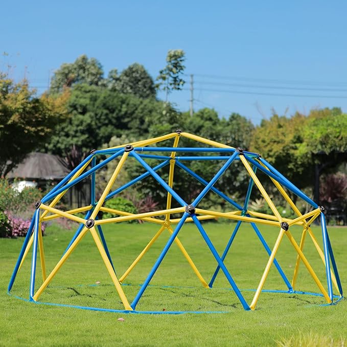 Zupapa New Upgraded Outdoor Geometric Dome Climber with 750LBS Weight Capability,3D Assembly Video,Suitable for 1-6 Kids Climbing Frame (Blue, 9FT)