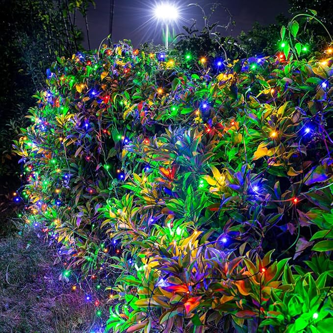 Joomer Christmas Net Lights - 2PACK12FT x 5FT 360 LED Plug-in Mesh Lights, Waterproof with 8 Modes, Timer, Connectable for Bushes, Trees, Garden, Outdoor Christmas Decor (Green Wire, Multicolor)